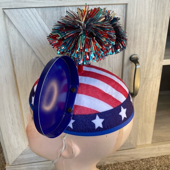 Disney Mickey Mouse Red White & Blue Ears Pom Poms Elastic Strap 4th of July - Picture 9 of 10